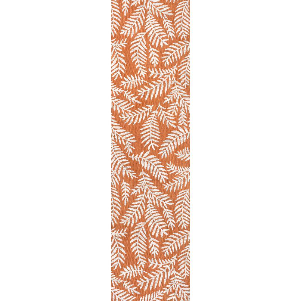 JONATHAN  Y Santa Monica Nevis Palm Frond 2 x 10 (ft) Loomed Polypropylene Orange/Cream Rectangular Indoor/Outdoor Floral/Botanical Coastal Runner rug