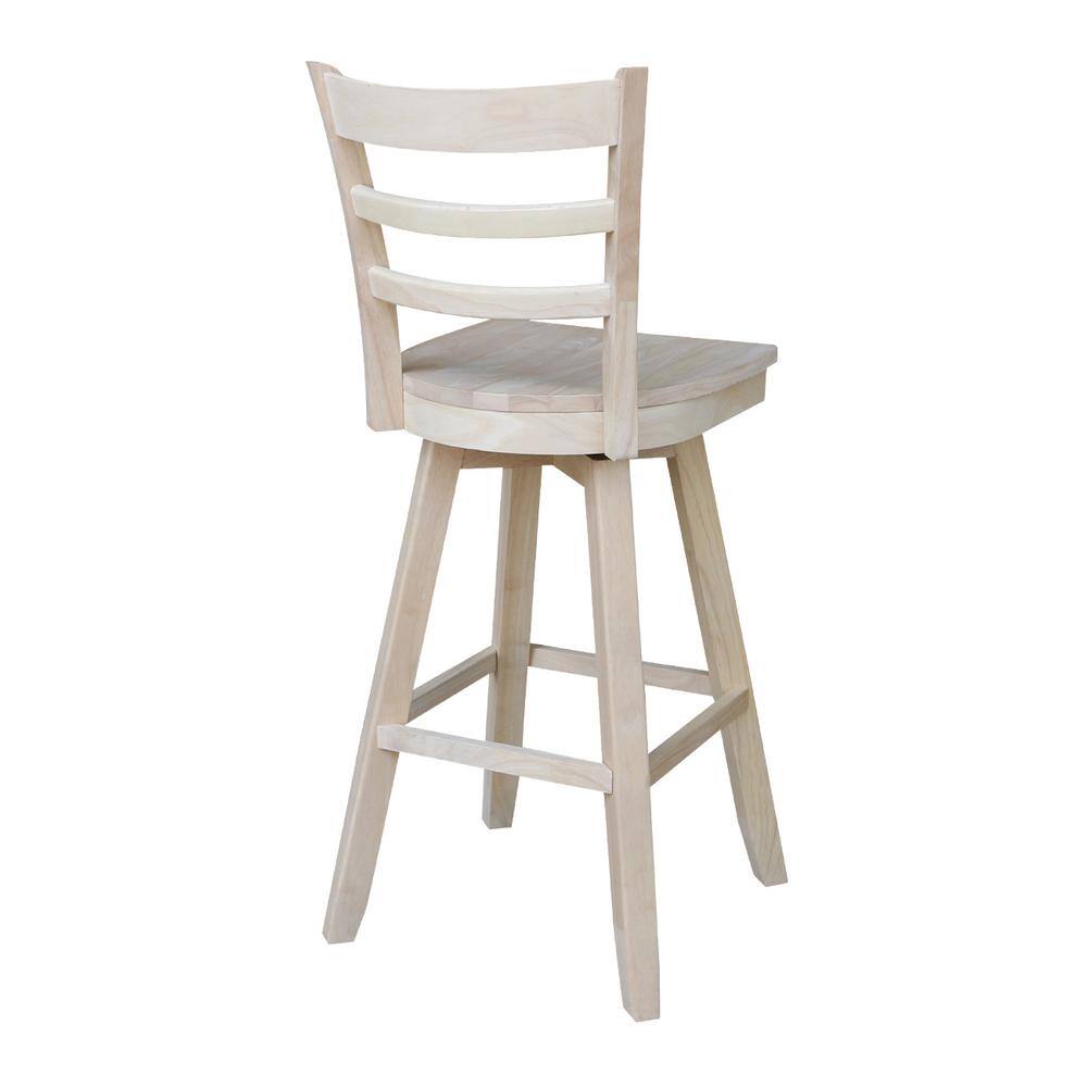 Emily Unfinished Wood Swivel Bar Height Stool