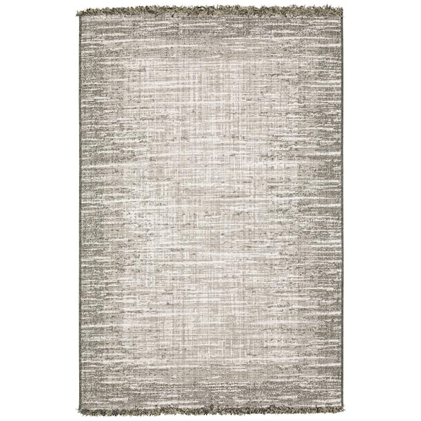 Gables Beige 10 ft. x 13 ft. Distressed Border Polypropylene Indoor/Outdoor Area Rug