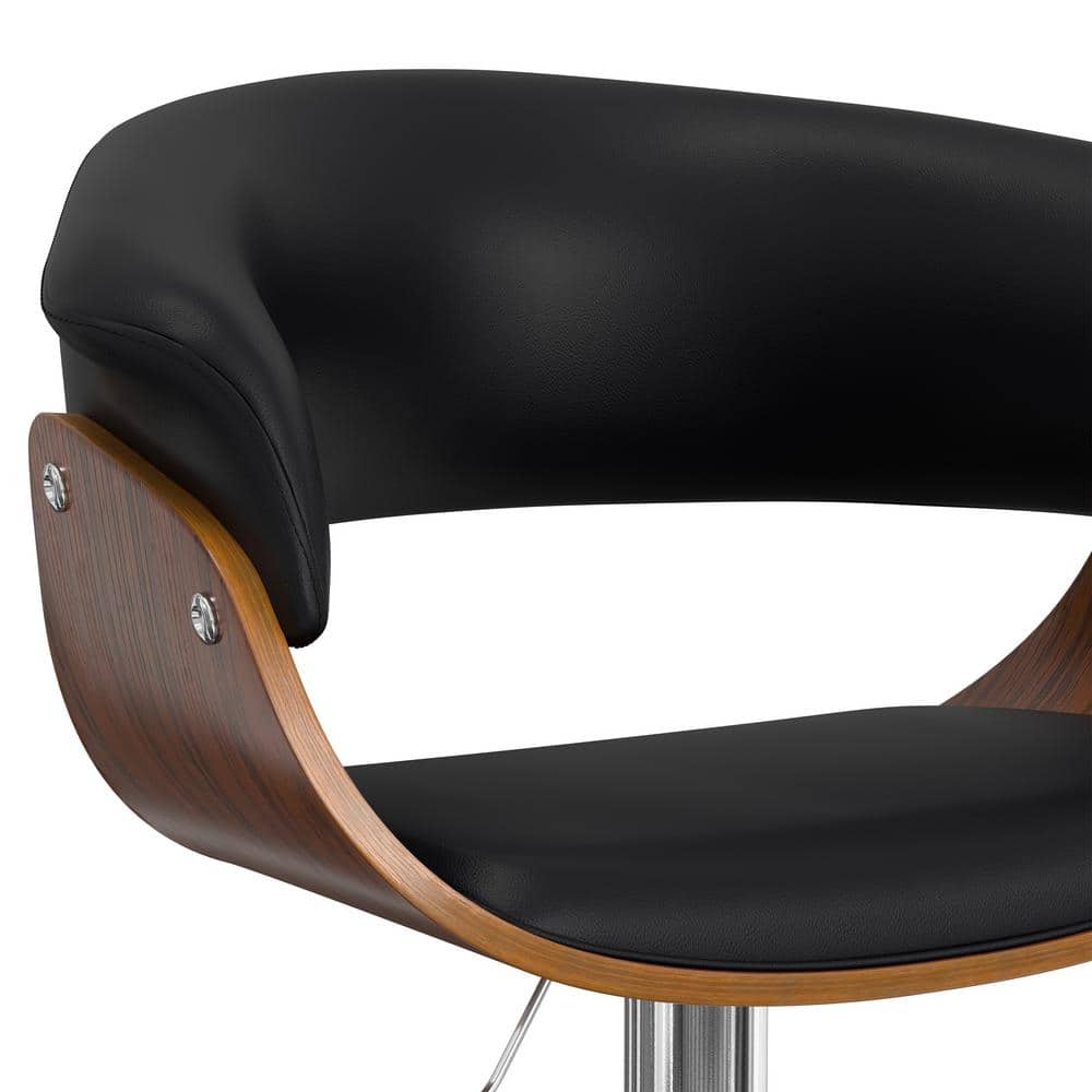 Sheldon Black Faux Leather Adjustable Swivel Bar Stool