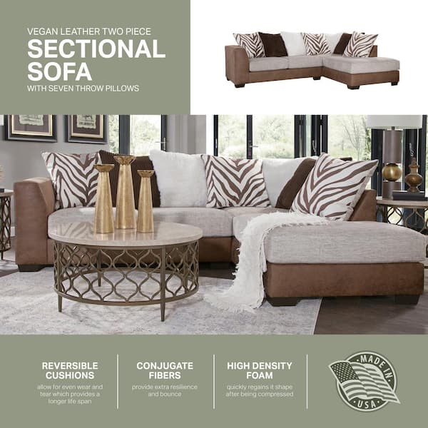 Faux Leather L Shape Sectional Sofa