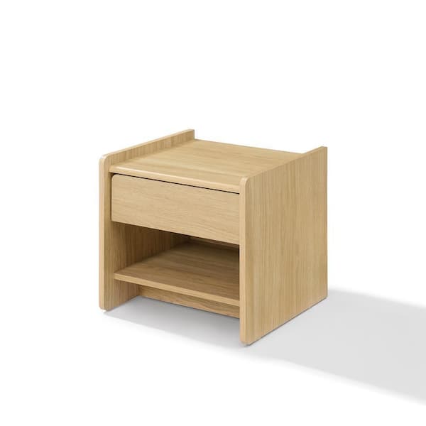 LuxenHome Hazel Light Oak Manufactured Wood 1-Drawer 1-Shelf 16.3