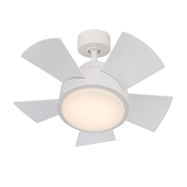 Modern Forms Vox 26 in. LED Indoor/Outdoor 5-Blade Smart Ceiling Fan in Matte White with 3000K and Remote Control