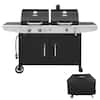 Photo 1 of 2-Burner Propane Gas and Charcoal Combo Grill with Cover, Black


