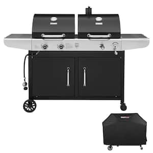 3-Burner Propane Gas and Charcoal Combo Grill with Cover