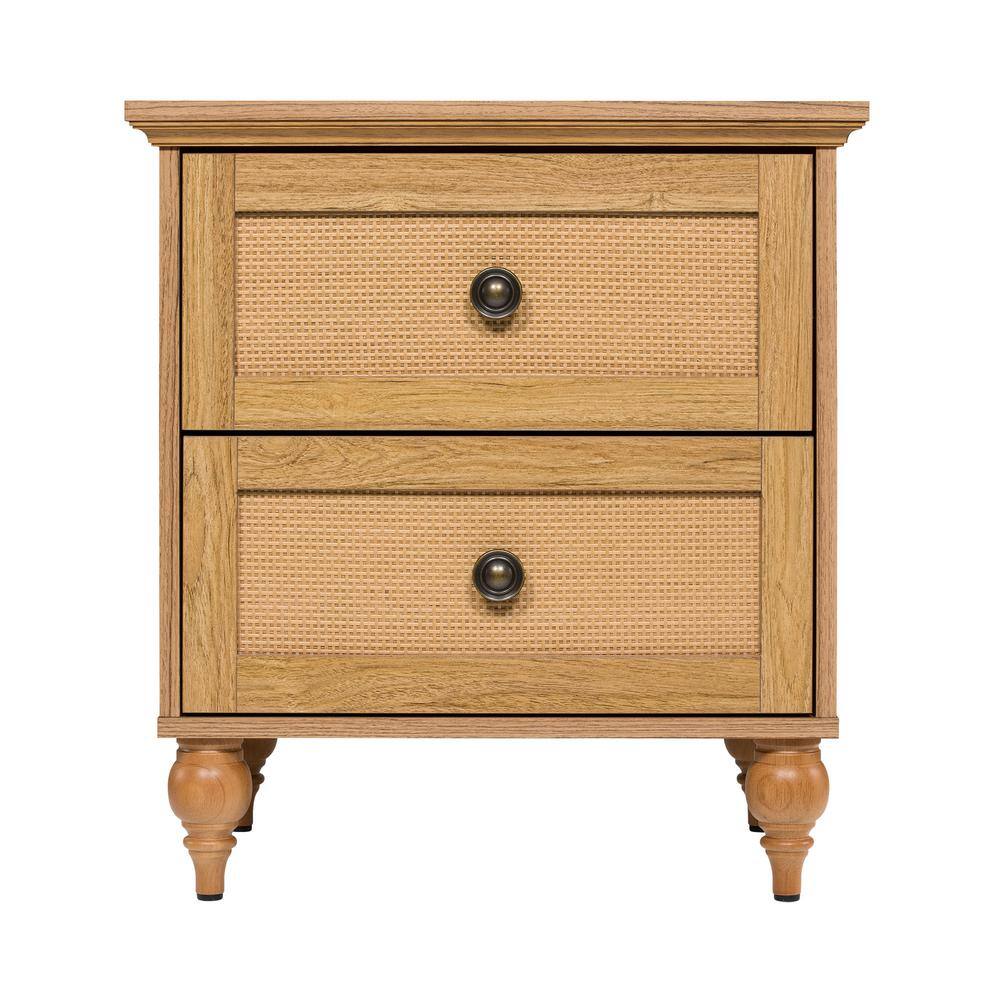 Sango Newcomb Rattan-Brown 2-Drawer Nightstand