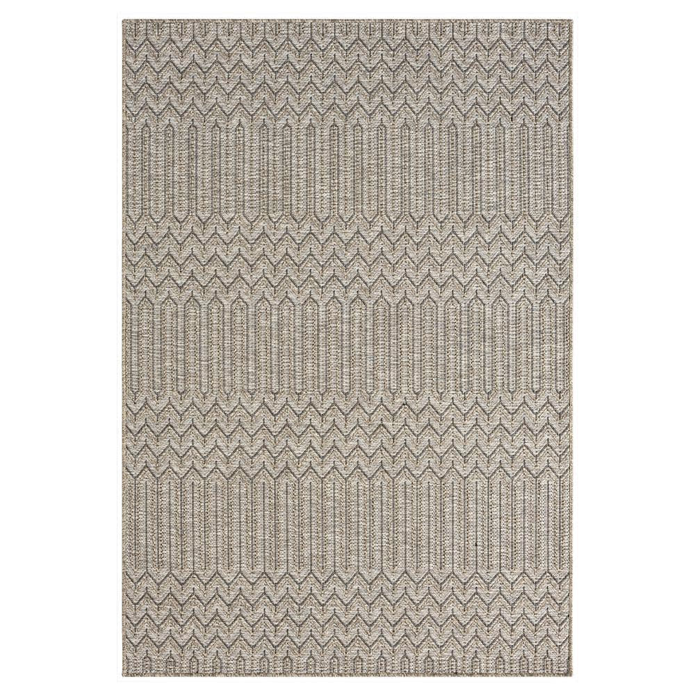 Odette Tan/Brown 8 ft. x 10 ft. Chevron Indoor/Outdoor Area Rug