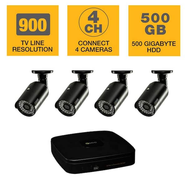 Q-SEE Premium Series 4-Channel 960H 500GB Surveillance System with (4) 900TVL Bullet Cameras, 100 ft. Night Vision