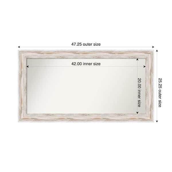 Amanti Art Alexandria Whitewash 47.25 in. x 25.25 in. Custom Non-Beveled Wood Framed Bathroom Vanity Wall Mirror