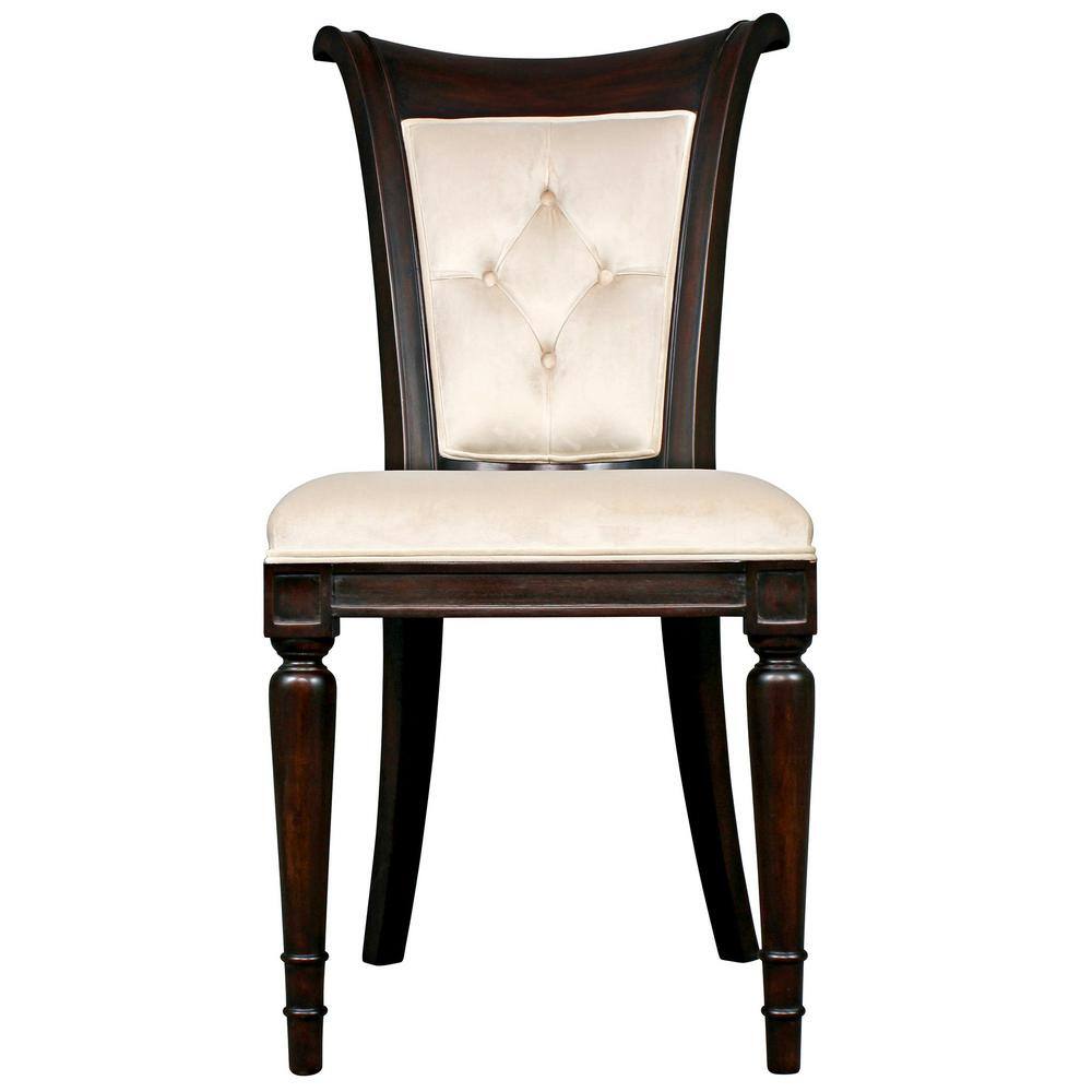 Pearl Velvet Upholstered Mahogany Side Chair Set