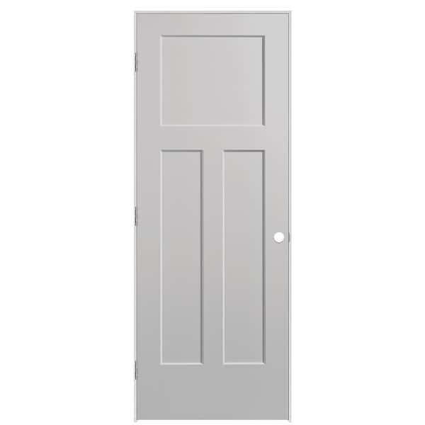 Masonite 30 in. x 80 in. 3-Panel Winslow Right-Hand Solid Core Silver Bullet Molded Composite Single Prehung Interior Door