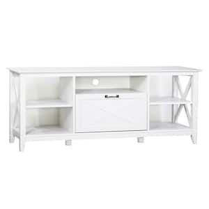 TECHNI MOBILI 61 in. W White Entertainment TV Stand with 2 open storage,  Fits TV'S up to 61 in. RTA-910TV-WHT - The Home Depot