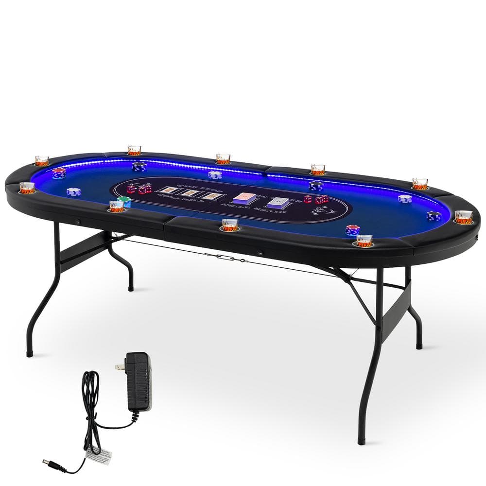 Costway Foldable 10 Player Poker Table Casino Texas Holdem