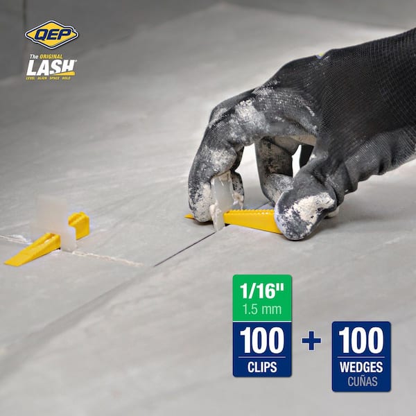 Lash Tile Leveling System Project-Pack - 100 1/16 in. White Leveling Clips and 100-Wedges (200-Pack)