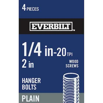 1/4 in. -20 tpi x 2 in. Coarse/Standard Steel Plain Hanger Bolts (4-Pack)