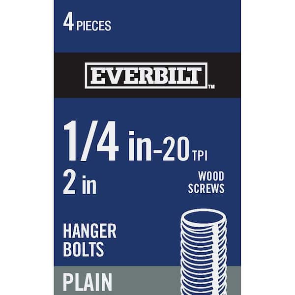 Everbilt 1/4 in. -20 tpi x 2 in. Coarse/Standard Steel Plain Hanger Bolts (4-Pack)