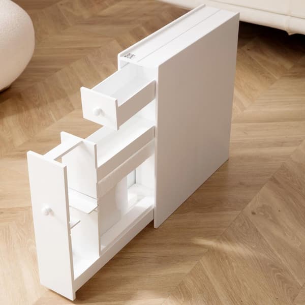 Aoibox 5.5 in. W x 19.7 in. D x 23 in. H in White Assembled Bathroom Storage Cabinet Side Cabinet