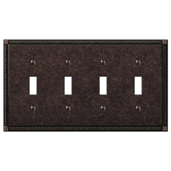 AMERELLE Georgian 4 Gang Toggle Metal Wall Plate - Tumbled Aged Bronze