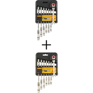 DEWALT Metric Ratcheting Flex Head Combination Wrench Set and SAE