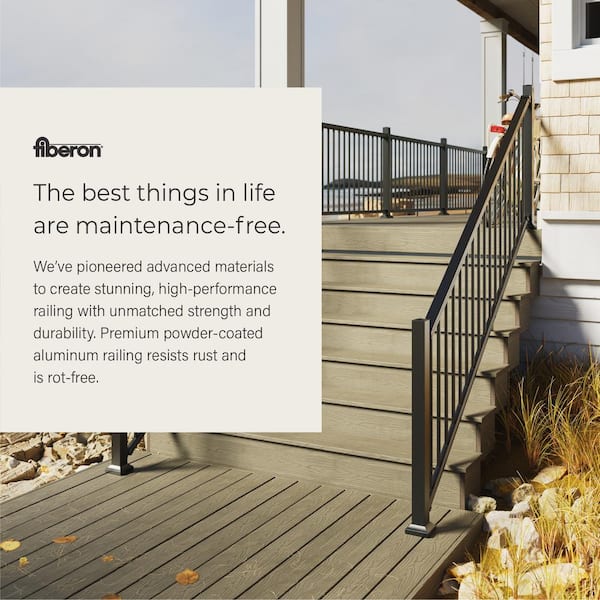 Fiberon 42 in. H x 96 in. W (Actual Size: 42 in. x 94 in.) Cityside Black Aluminum Contemporary Line Rail Kit