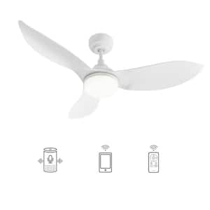 Daisy 45 in. LED Indoor White Smart Ceiling Fan with Dimmable Light and Remote, Works with Alexa and Google Home
