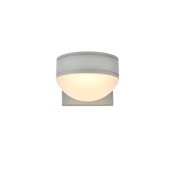 Unbranded Timeless Home 1-Light Round Silver LED Outdoor Wall Sconce