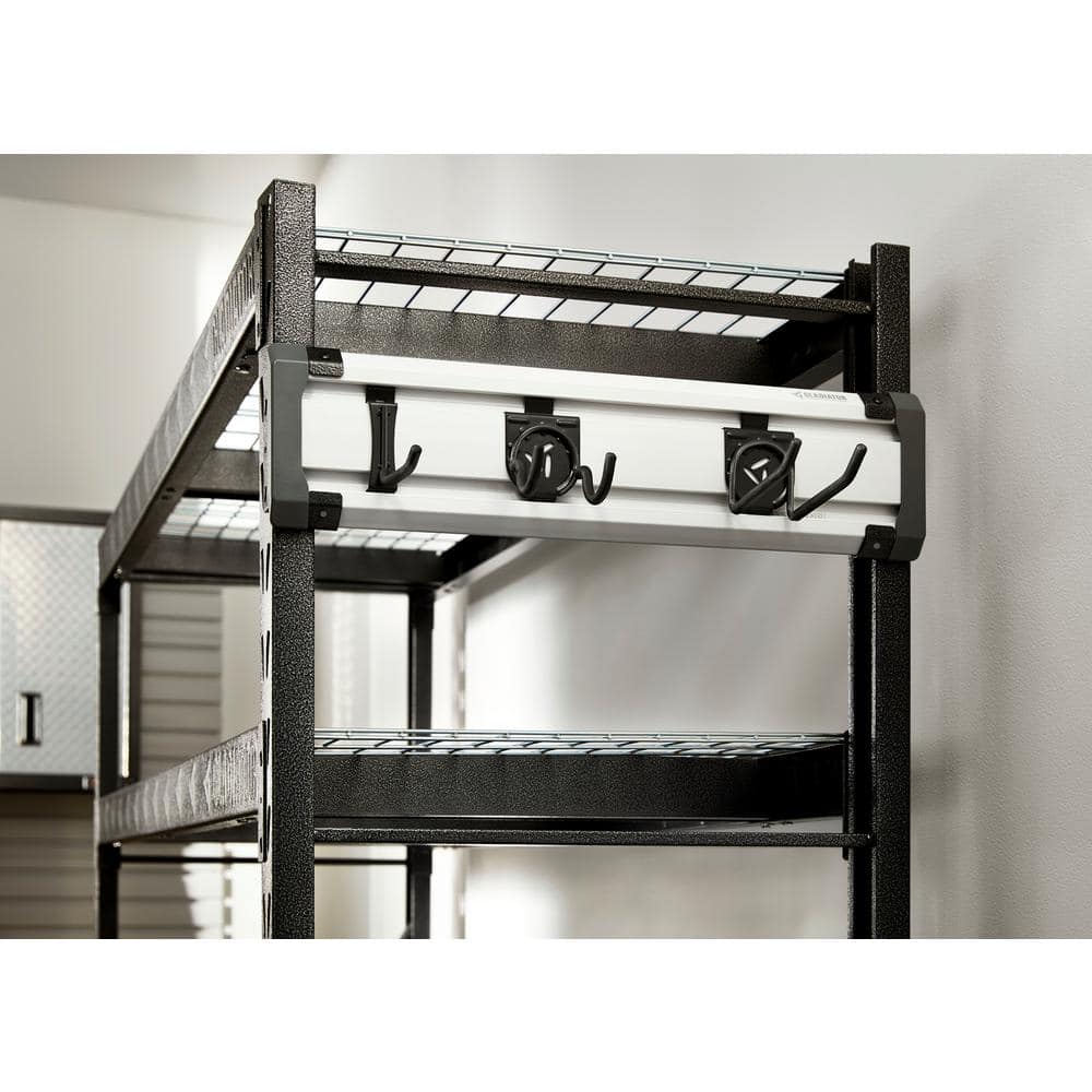 24" Gray PVC Industrial GearTrack Rack with Hooks