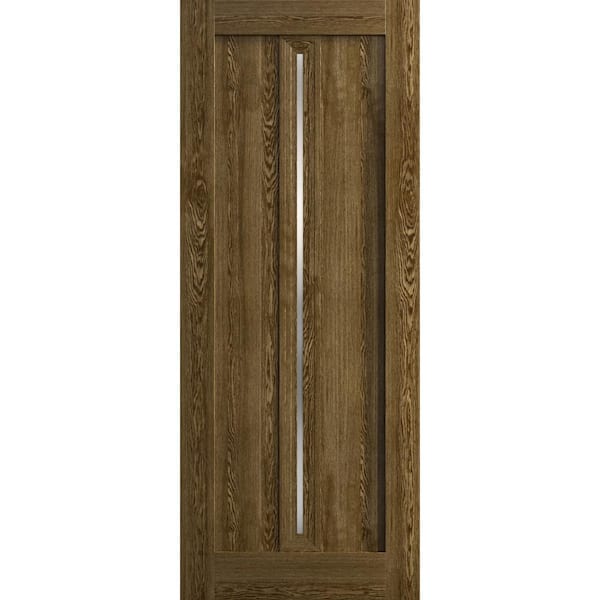 Sartodoors 30 in. x 80 in. Frosted Glass Marble Oak Solid Wood Interior Door Slab with Hardware