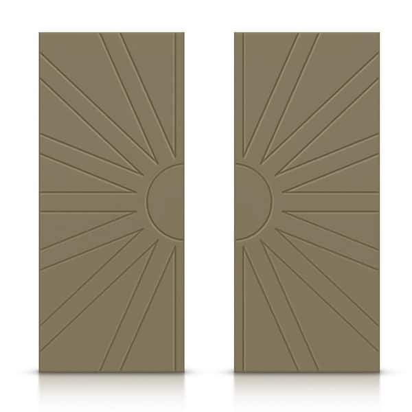 CALHOME 60 in. x 96 in. Hollow Core Olive Green Stained Composite MDF Interior Double Closet Sliding Doors
