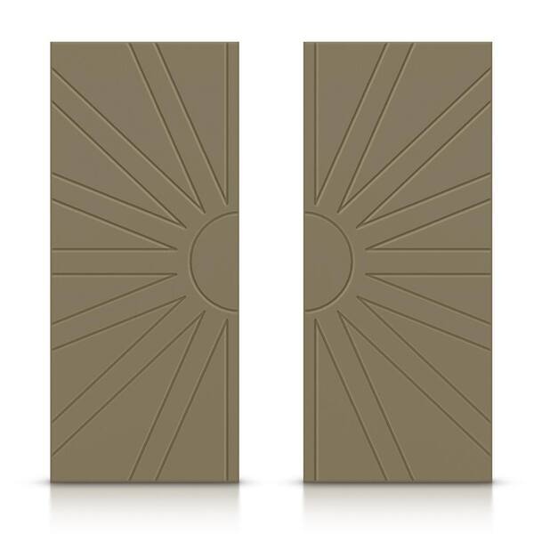 CALHOME 84 in. x 96 in. Hollow Core Olive Green Stained Composite MDF Interior Double Closet Sliding Doors