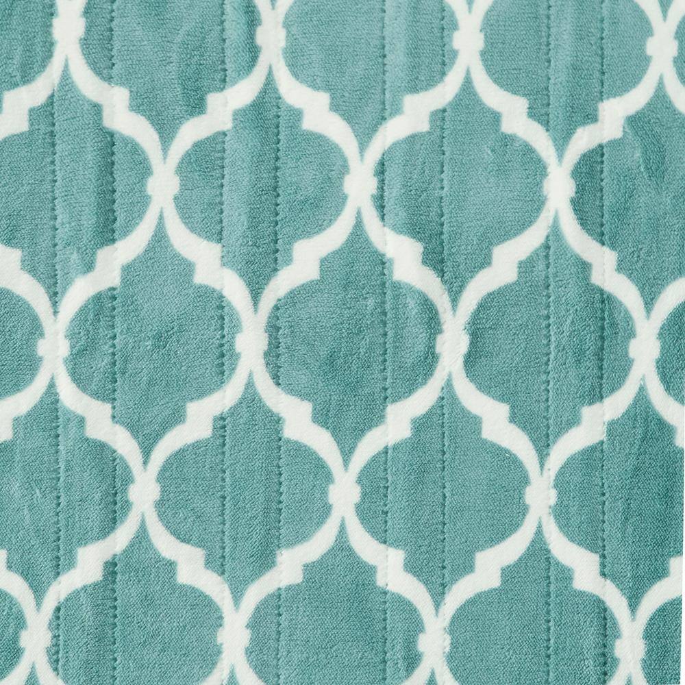 Aqua Geometric Oversized Electric Heated Throw Blanket