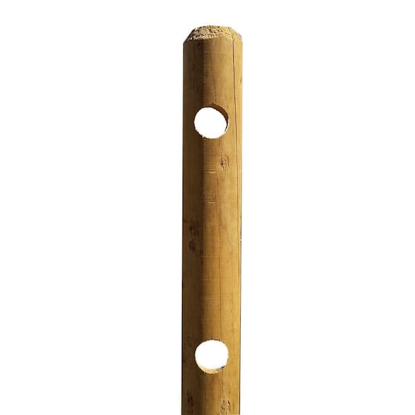 Unbranded 3-9/10 in. x 3-9/10 in. x 4 ft. Light-Duty Natural Doug Fir Wood 2-Rail Fence Line Post
