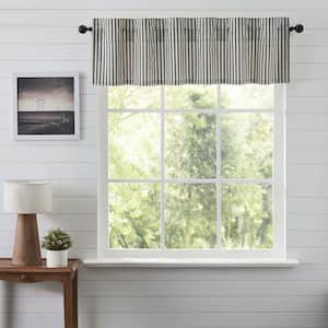 Ashmont 60 in. W x 16 in. L Ticking Stripe Cotton Valance in Charcoal Vintage White Warm Grey