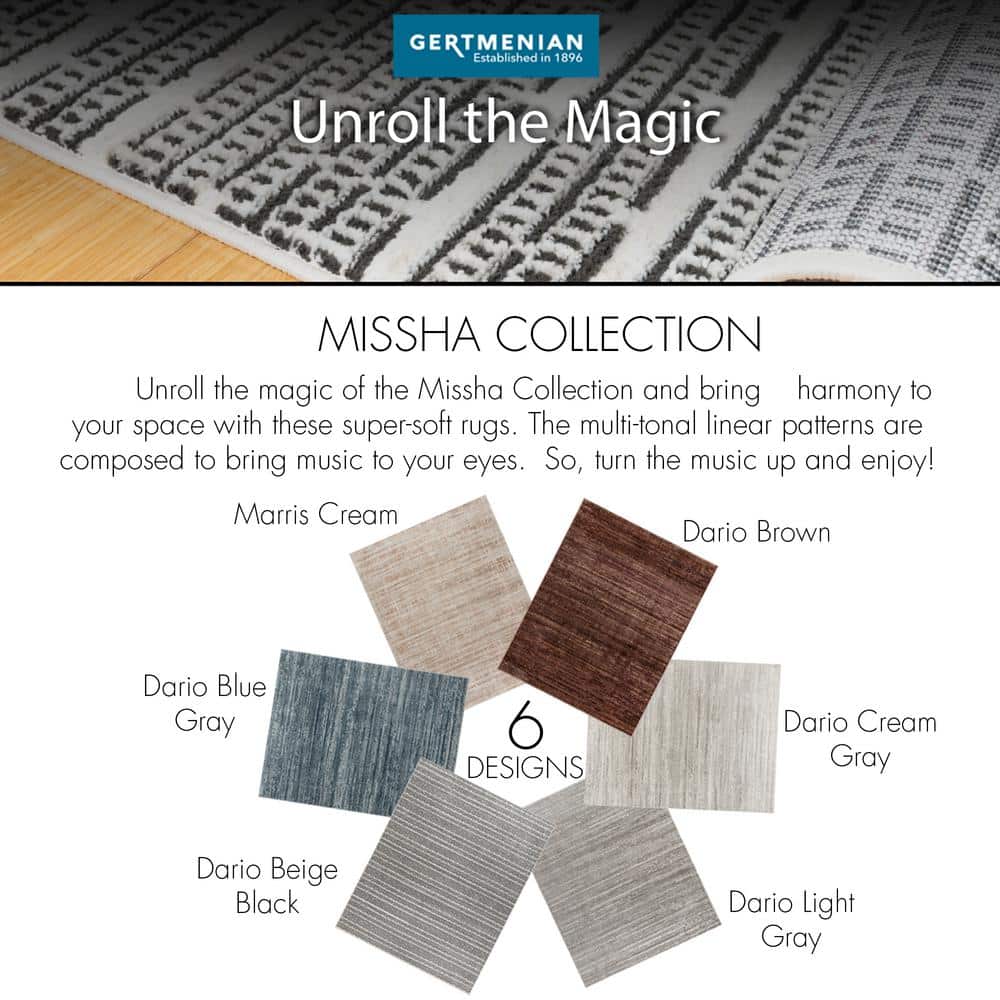Missha Dark Brown Striped Polyester High-Low Runner Rug