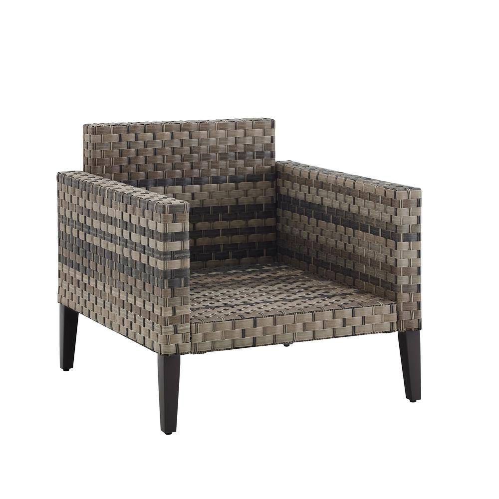 Taupe and Brown Outdoor Wicker Armchair with Cushions