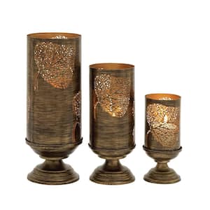 Brown Metal Eclectic Candle Lantern (Set of 3)