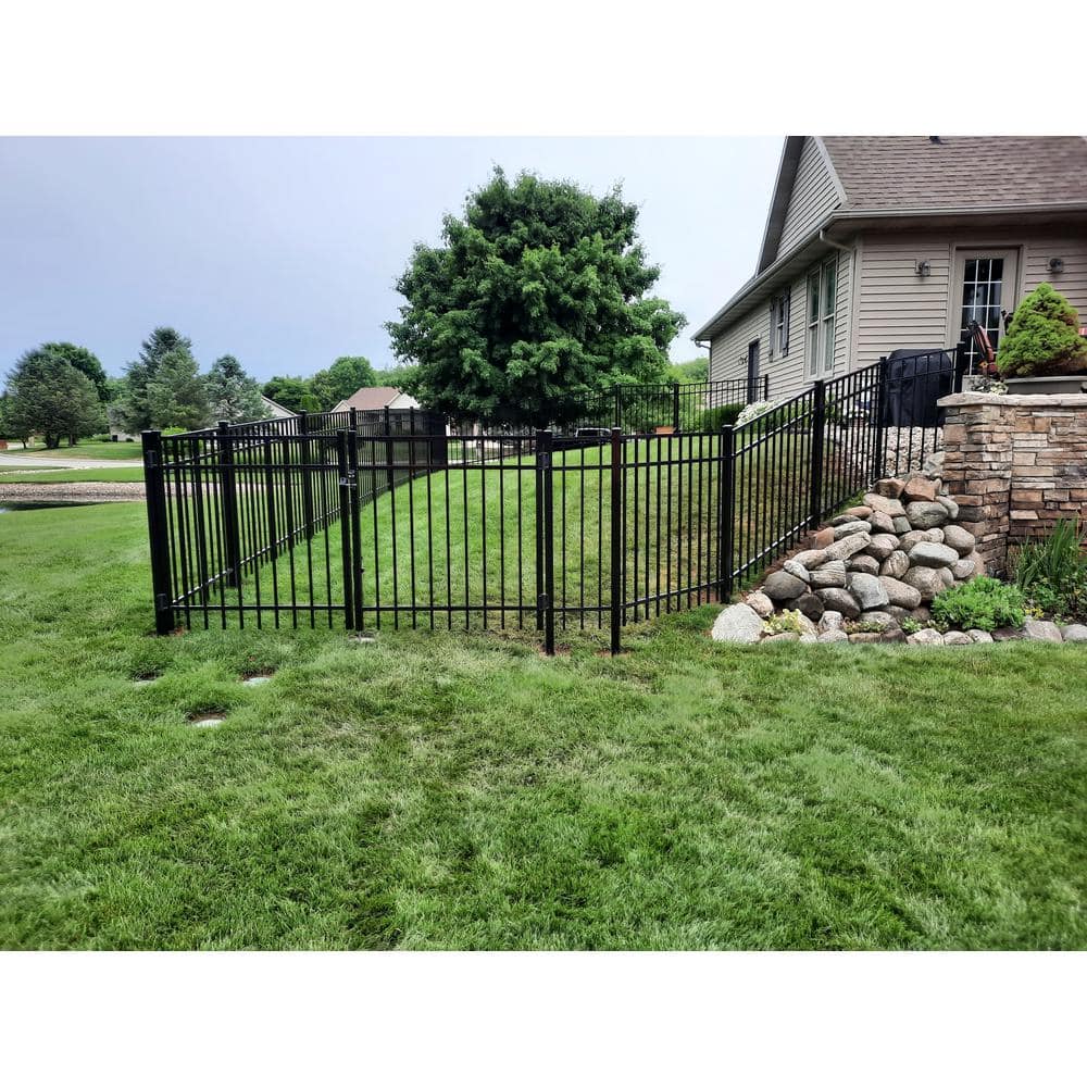Black Aluminum Flat Top Ornamental Fence Panel 4' x 6'