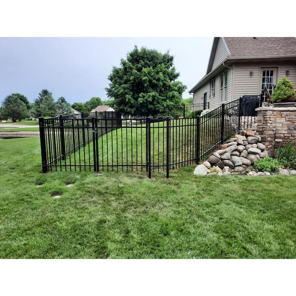 Weatherables Livingston 4 ft. H x 6 ft. W Black Aluminum Flat Top Fence Panel Kit