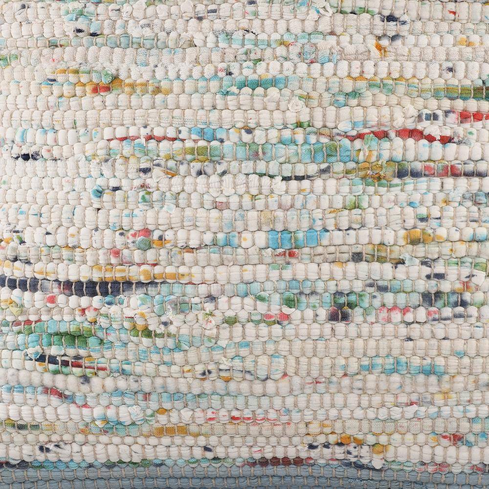 Blue and Multicolor Cotton Textured Square Throw Pillow Set