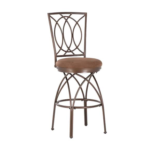 Kramer Big and Tall Bronze Finish Barstool with Tan Upholstered Seat