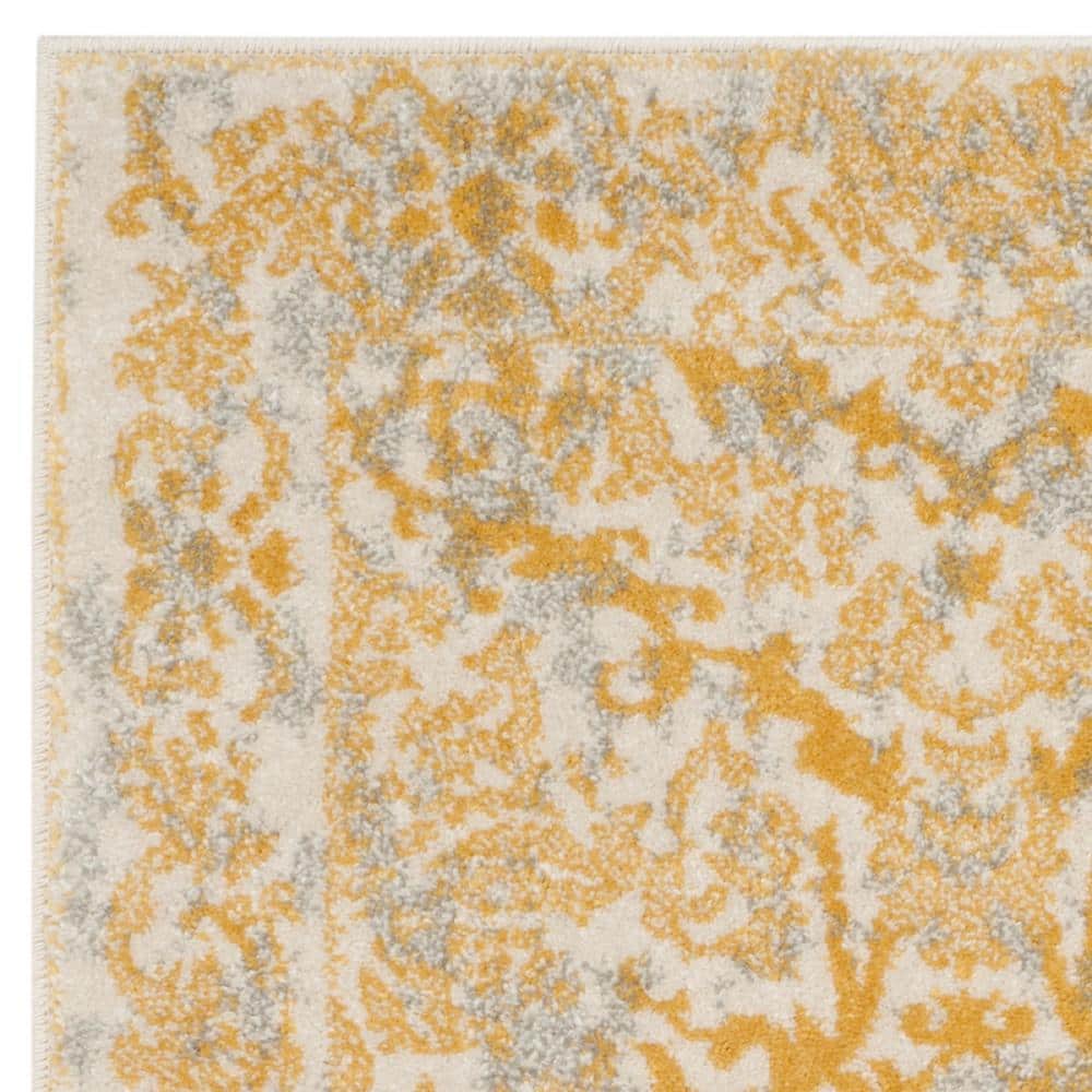 Ivory and Gold 2'2" x 4' Synthetic Hand-knotted Area Rug