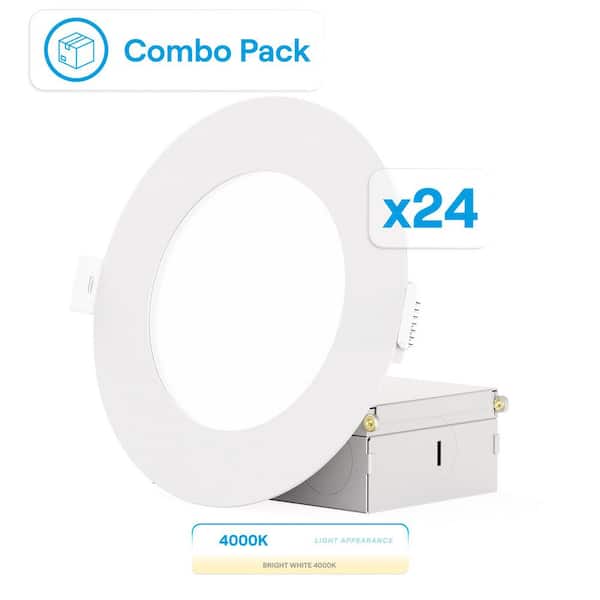 4 in. 4000K IC Rated New Construction Canless 65-Watt Equivalent Integrated LED Recessed Lighting Kit 24-Pack