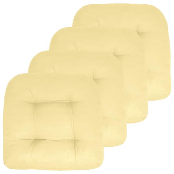 Sweet Home Collection 19 in. x 19 in. x 5 in. Solid Tufted Indoor/Outdoor Chair Cushion U-Shaped, Yellow (4-Pack)