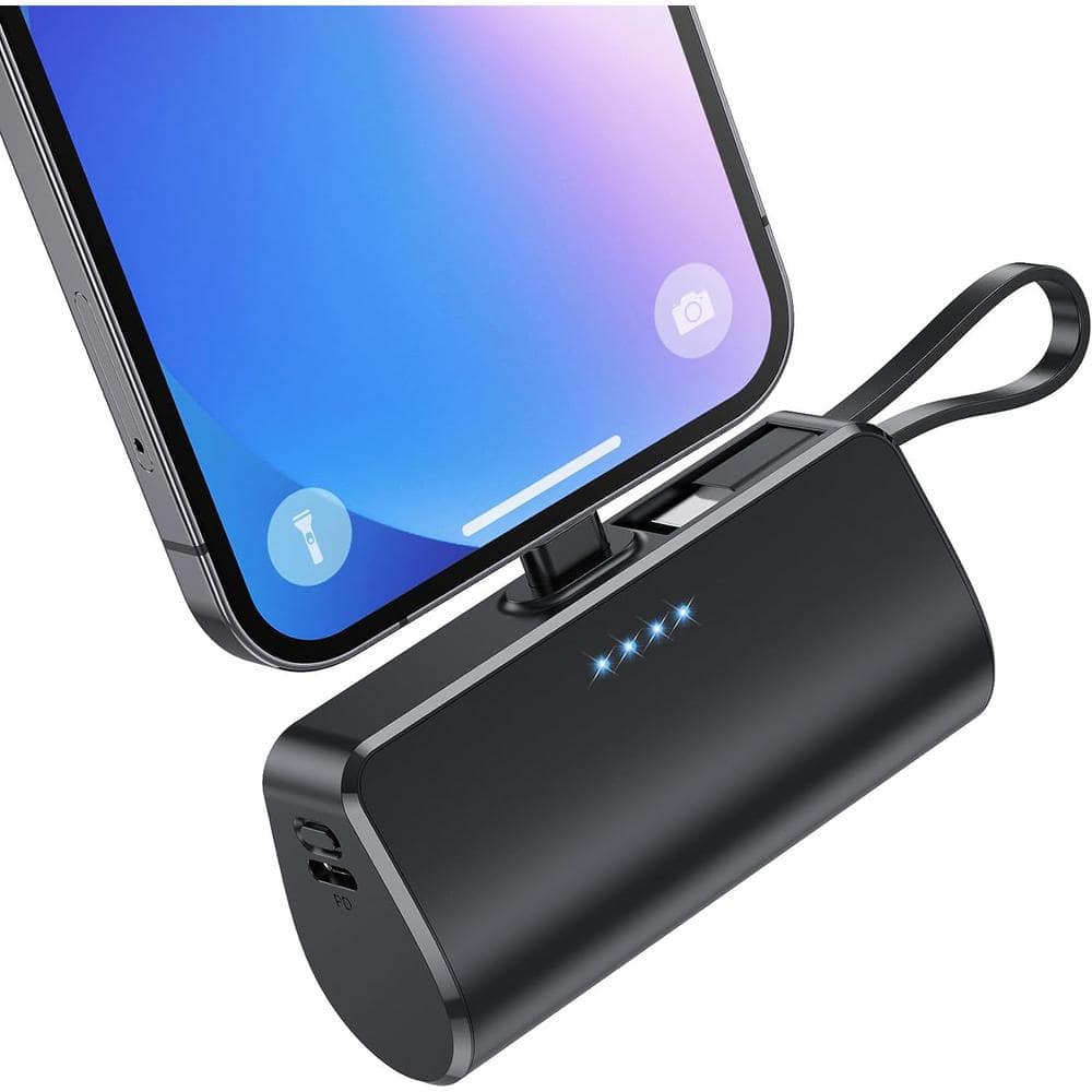 Etokfoks Mini Portable Charger USB-C Power Bank 5200mAh Ultra Compact LCD  Display Battery Pack Backup Charger in Dark Blue MLPH007LT363 - The Home  Depot