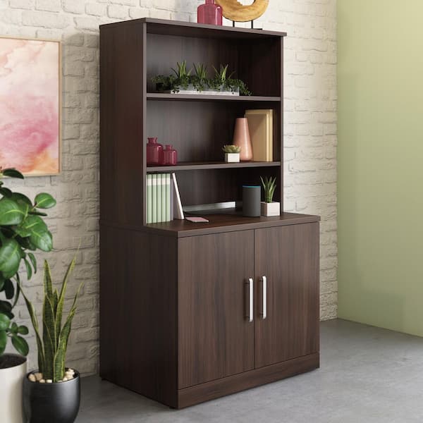 I.D. Systems 67 Tall Dark Elm Mobile Storage Cabinet with (4