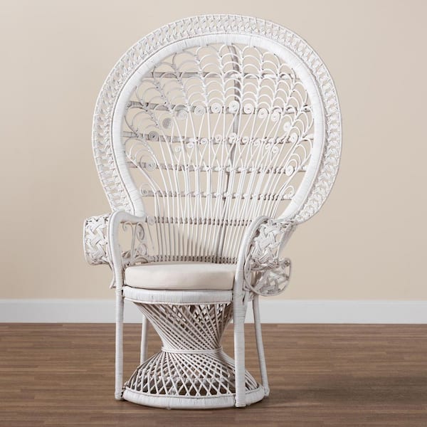 Kallima White Rattan Peacock Chair