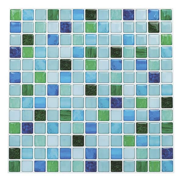 Jeedeson 10 in. x 10 in. PET Peel and Stick Wall Backsplash Tile in Blue for Kitchen and Bathroom (10-Pack)