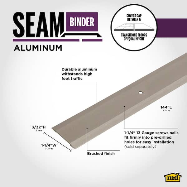1-1/4 in. x 144 in. Titanium Brushed Seam Binder Transition Strip