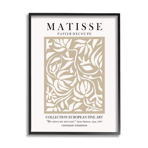 The Stupell Home Decor Collection Neutral Floral Foliage Pattern Historical Exhibition Text by Ros Ruseva Framed Nature Art Print 30 in. x 24 in.