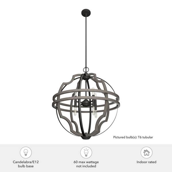 Hunter Stone Creek 8-Light Noble Bronze Transitional Globe LED Large Hanging Pendant Light